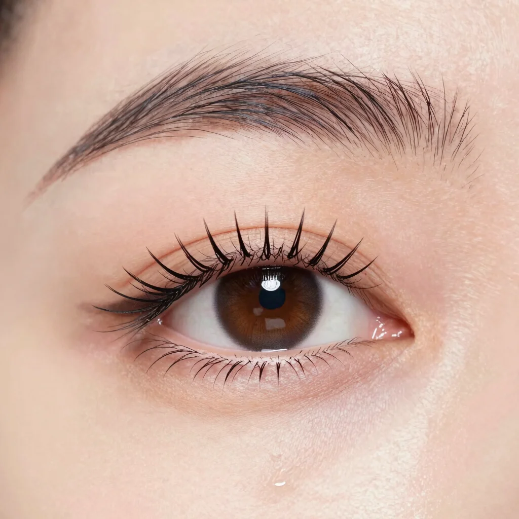 Photographie éditoriale beauté en gros plan : cils allongés et re